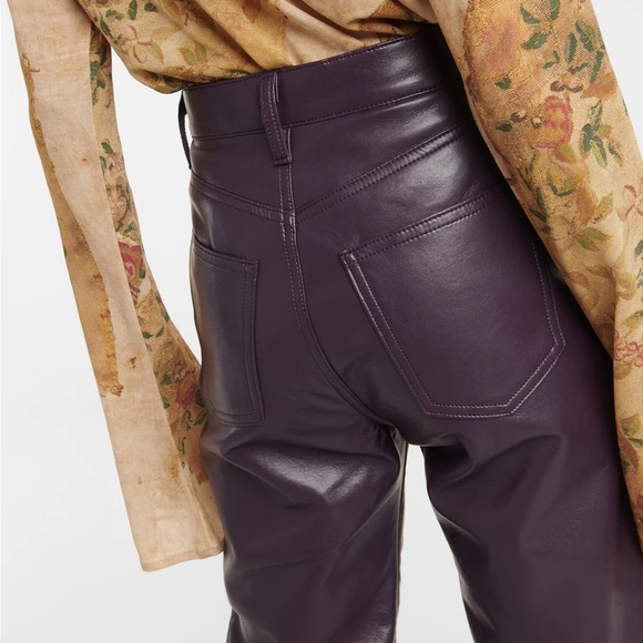 Agolde Recycled Leather 90's Pinch Waist Pants in Nightshade - Picture 5 of 16
